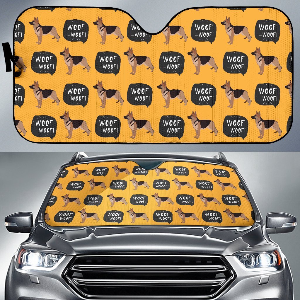 Woof Woof German Shepherd Pattern Print Car Sun Shade-grizzshop