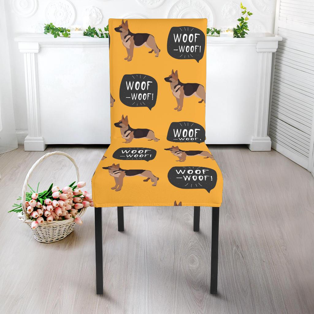 Woof Woof German Shepherd Pattern Print Chair Cover-grizzshop