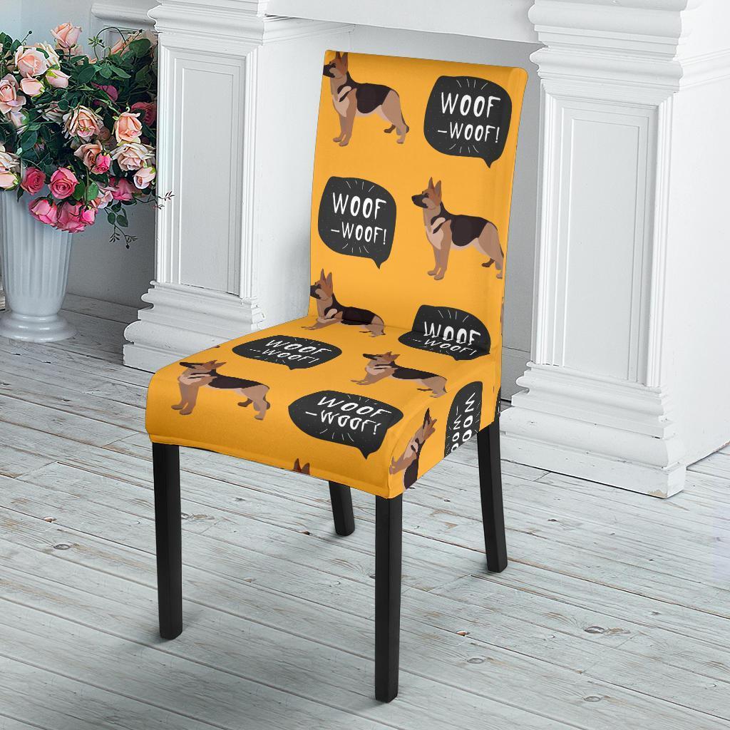 Woof Woof German Shepherd Pattern Print Chair Cover-grizzshop