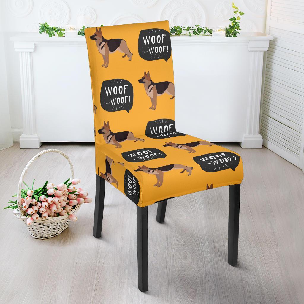 Woof Woof German Shepherd Pattern Print Chair Cover-grizzshop