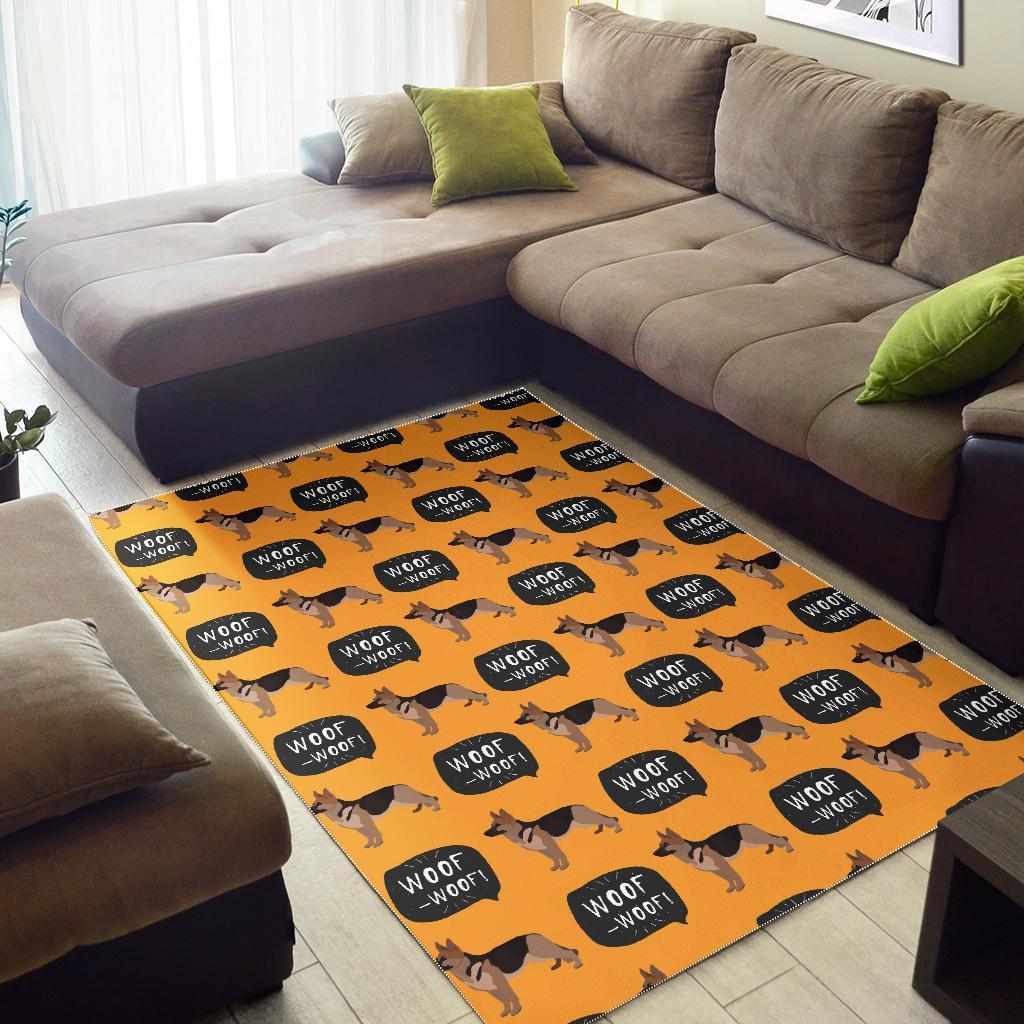 Woof Woof German Shepherd Pattern Print Floor Mat-grizzshop
