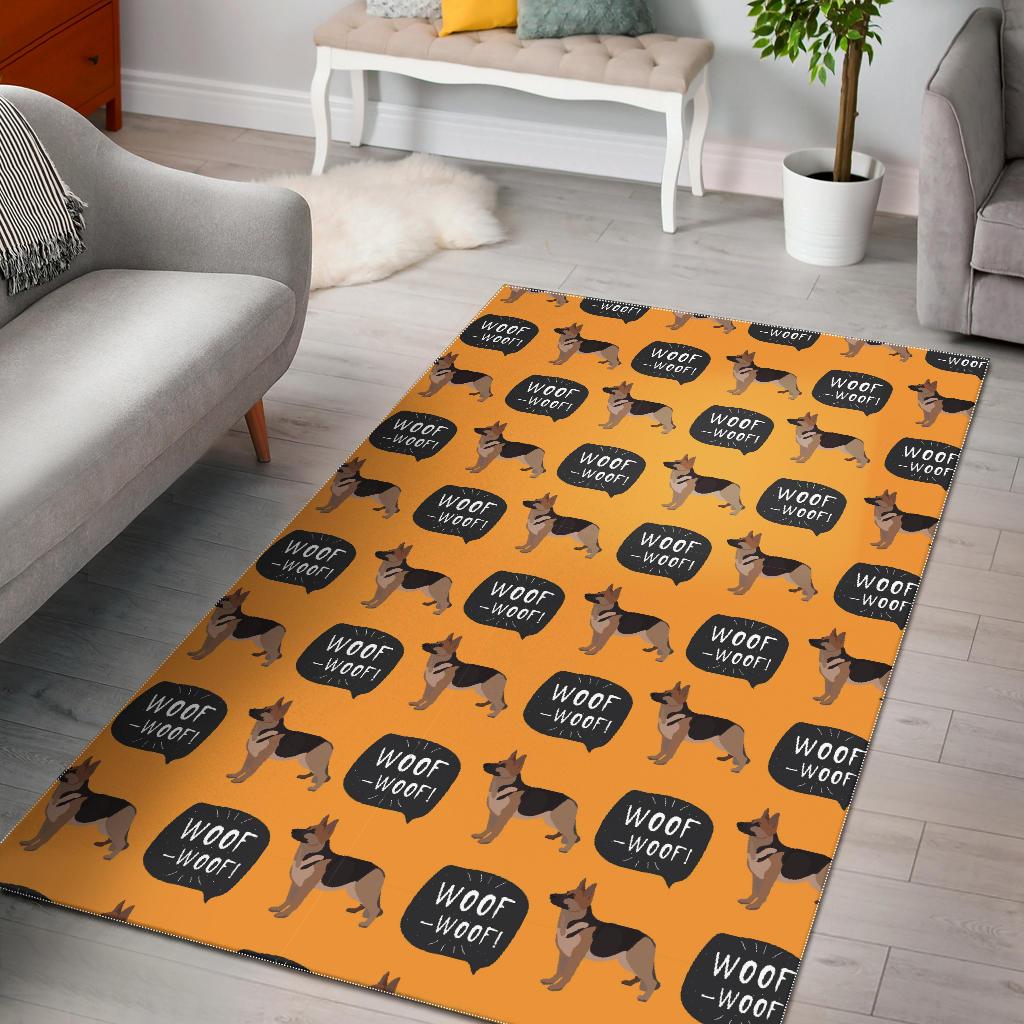 Woof Woof German Shepherd Pattern Print Floor Mat-grizzshop