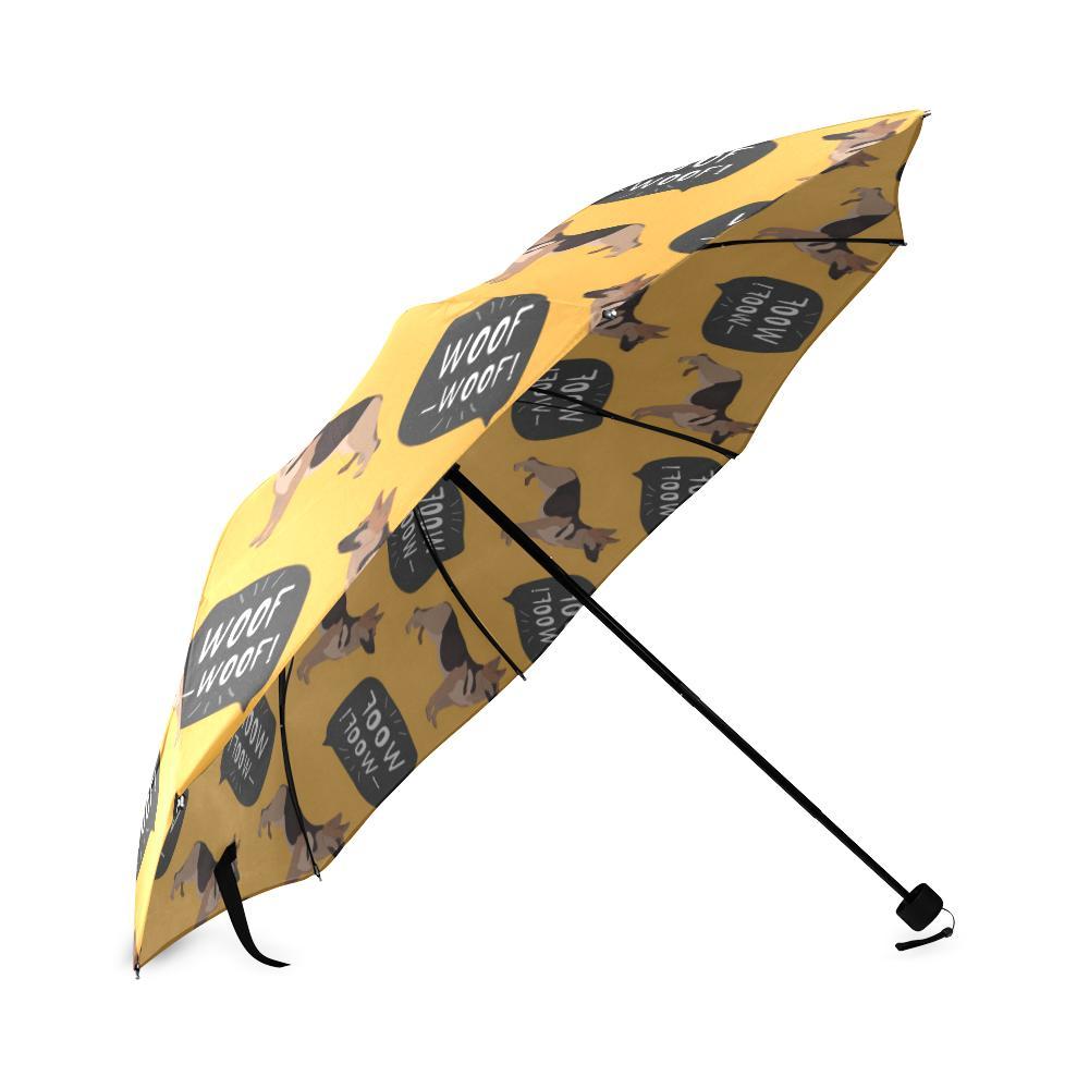 Woof Woof German Shepherd Pattern Print Foldable Umbrella-grizzshop