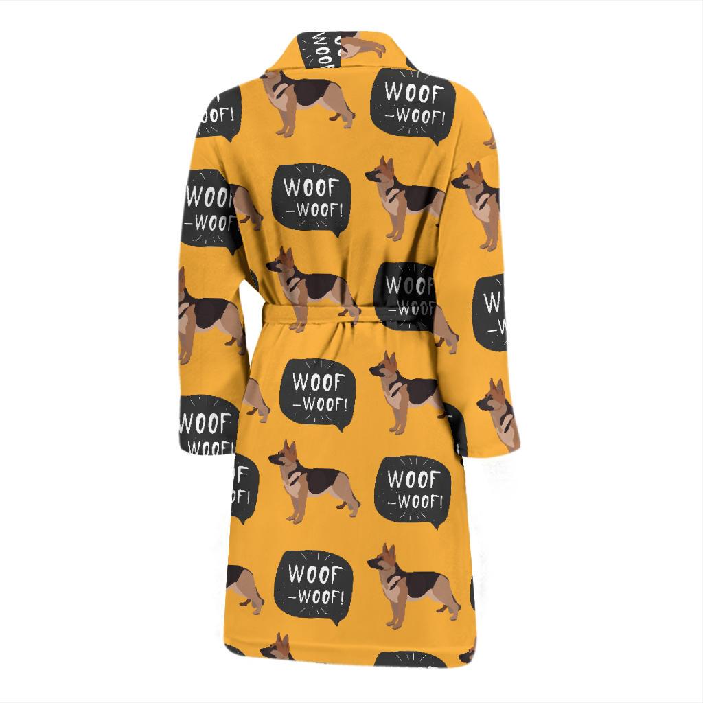 Woof Woof German Shepherd Pattern Print Men Long Robe-grizzshop