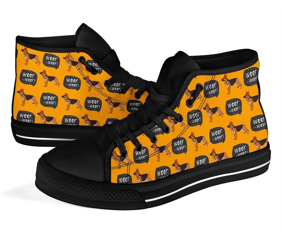 Woof Woof German Shepherd Pattern Print Men Women's High Top Shoes-grizzshop