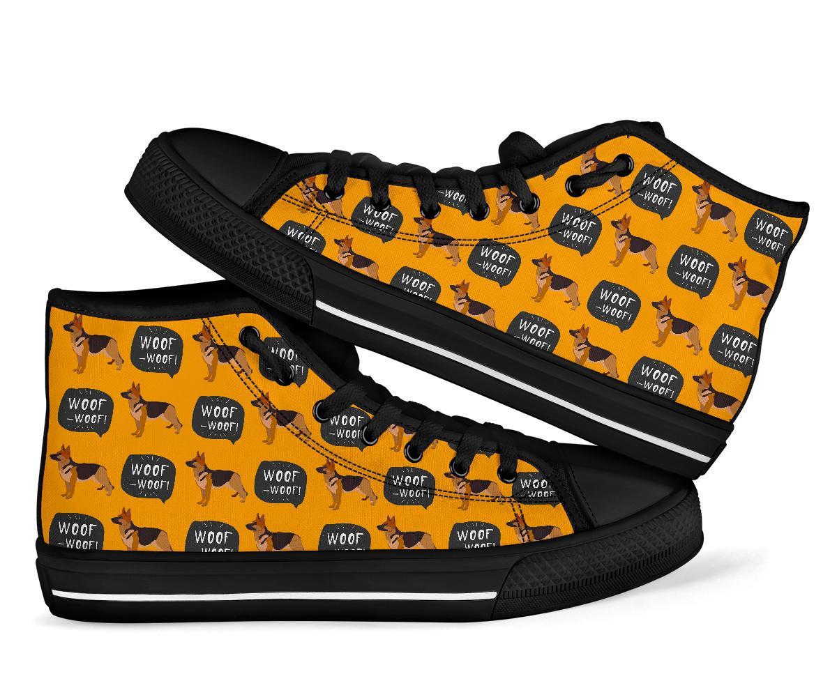 Woof Woof German Shepherd Pattern Print Men Women's High Top Shoes-grizzshop