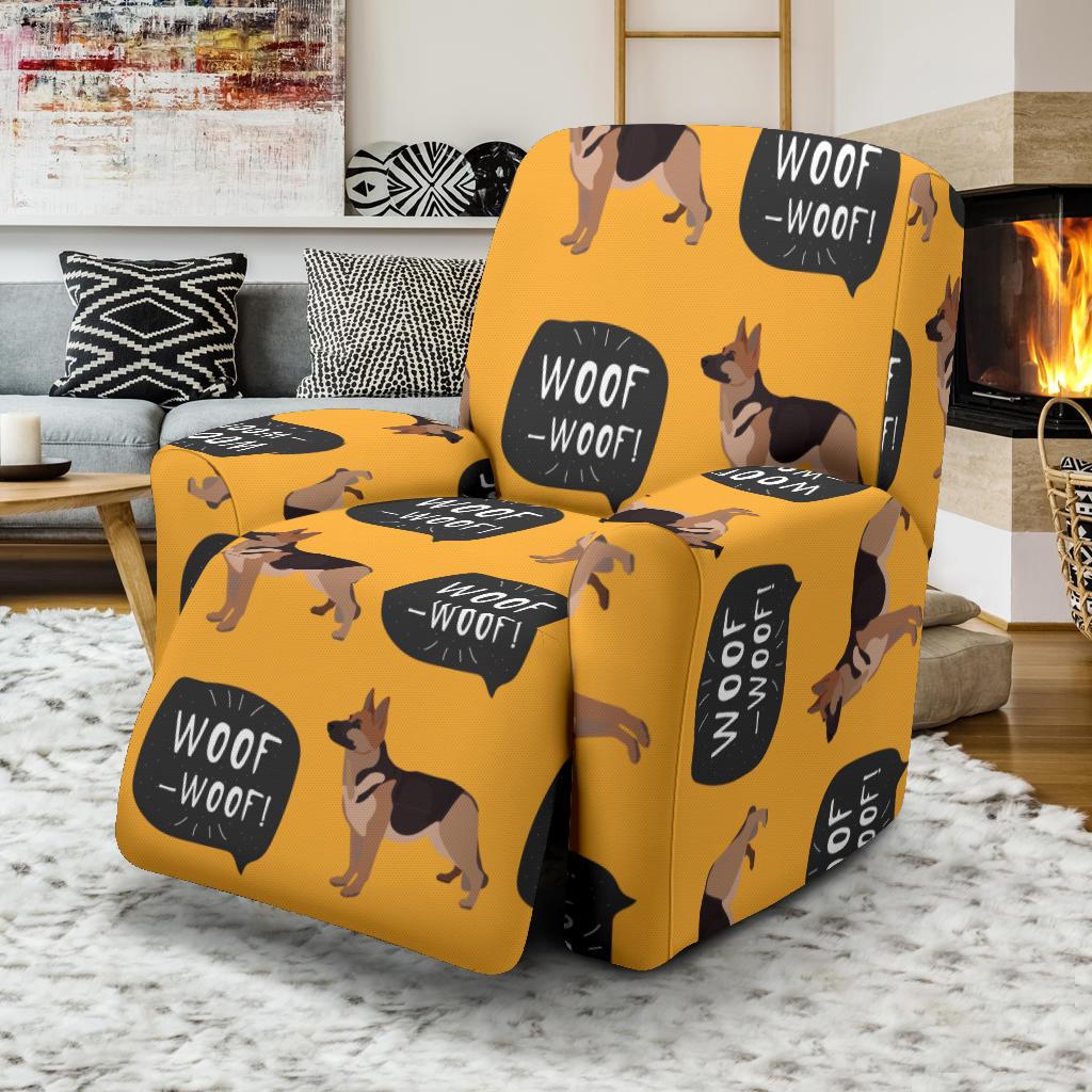 Woof Woof German Shepherd Pattern Print Recliner Cover-grizzshop