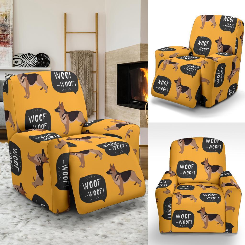 Woof Woof German Shepherd Pattern Print Recliner Cover-grizzshop