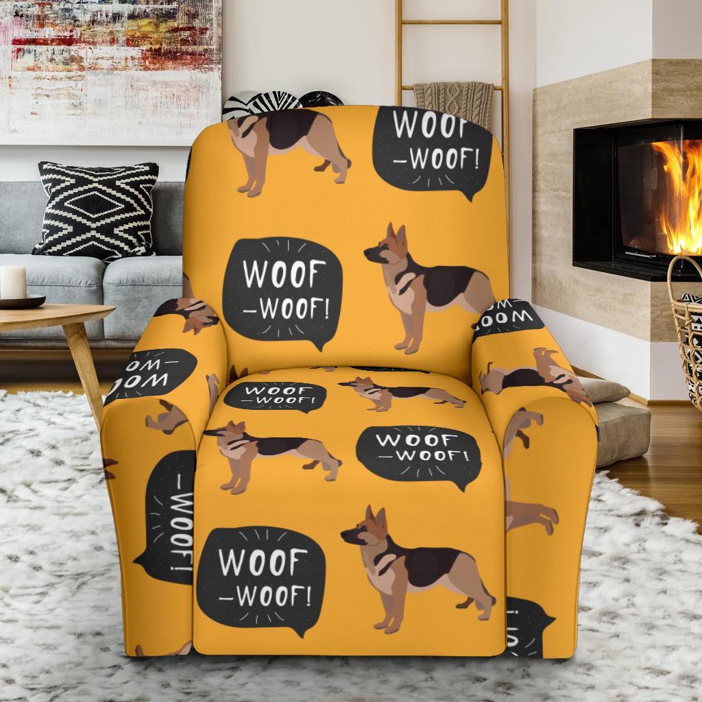 Woof Woof German Shepherd Pattern Print Recliner Cover-grizzshop