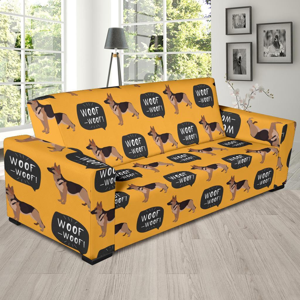 Woof Woof German Shepherd Pattern Print Sofa Covers-grizzshop