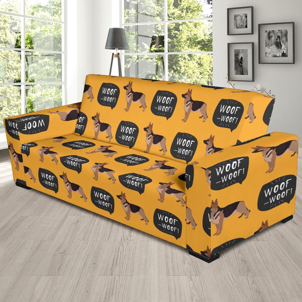 Woof Woof German Shepherd Pattern Print Sofa Covers-grizzshop