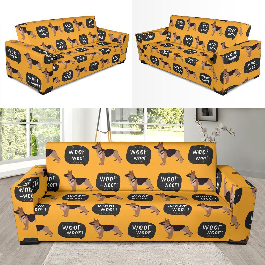 Woof Woof German Shepherd Pattern Print Sofa Covers-grizzshop