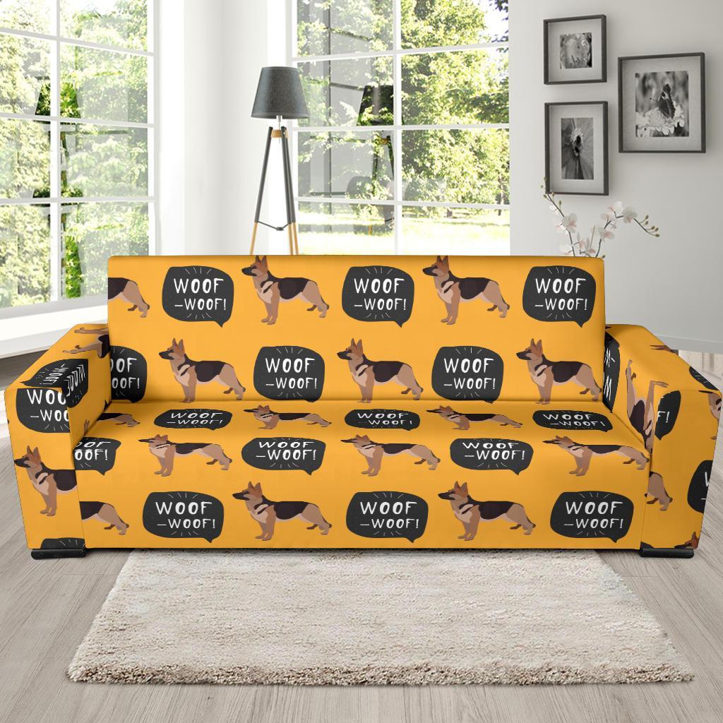 Woof Woof German Shepherd Pattern Print Sofa Covers-grizzshop