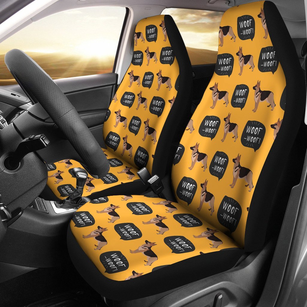 Woof Woof German Shepherd Pattern Print Universal Fit Car Seat Cover-grizzshop