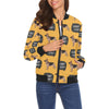 Woof Woof German Shepherd Pattern Print Women Casual Bomber Jacket-grizzshop