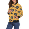 Woof Woof German Shepherd Pattern Print Women Casual Bomber Jacket-grizzshop