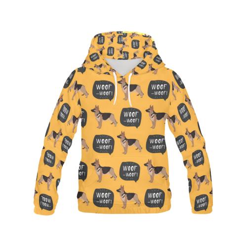 Woof Woof German Shepherd Pattern Print Women Pullover Hoodie-grizzshop