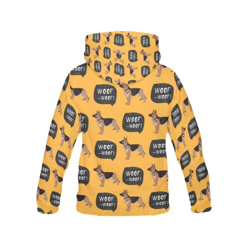 Woof Woof German Shepherd Pattern Print Women Pullover Hoodie-grizzshop