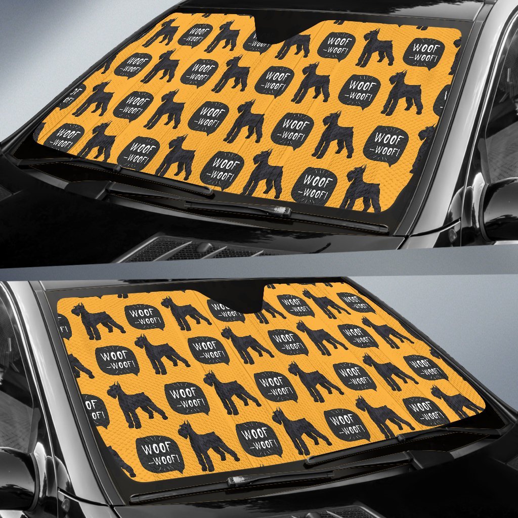 Woof Woof Schnauzer Dog Print Pattern Car Sun Shade-grizzshop