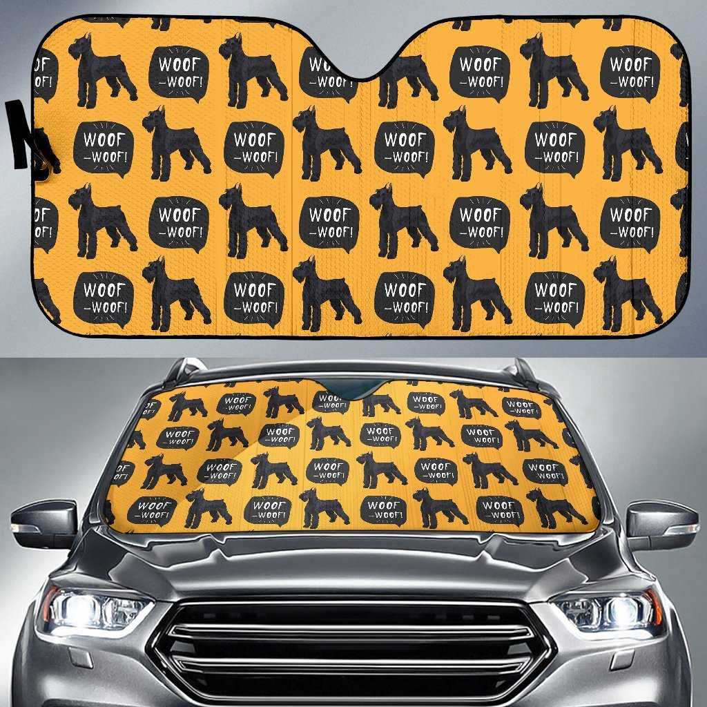 Woof Woof Schnauzer Dog Print Pattern Car Sun Shade-grizzshop