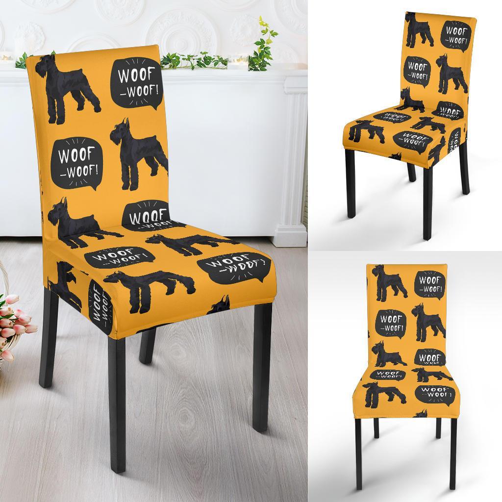 Woof Woof Schnauzer Dog Print Pattern Chair Cover-grizzshop