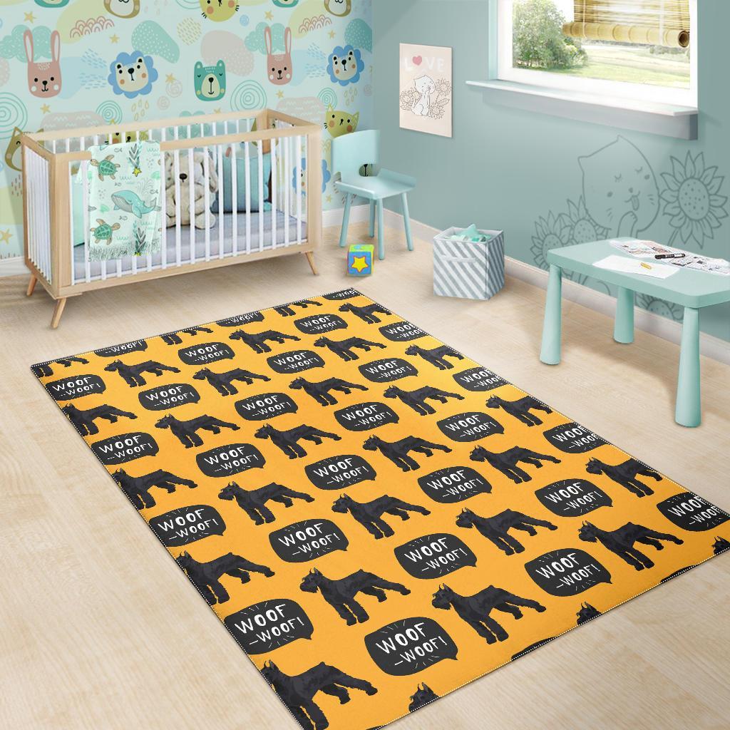 Woof Woof Schnauzer Dog Print Pattern Floor Mat-grizzshop