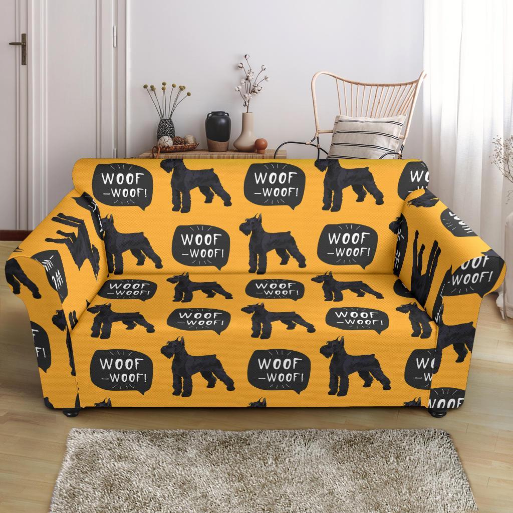 Woof Woof Schnauzer Dog Print Pattern Loveseat Cover-grizzshop