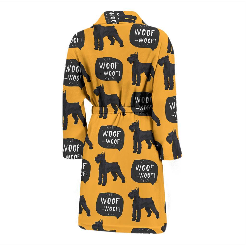 Woof Woof Schnauzer Dog Print Pattern Men Long Robe-grizzshop