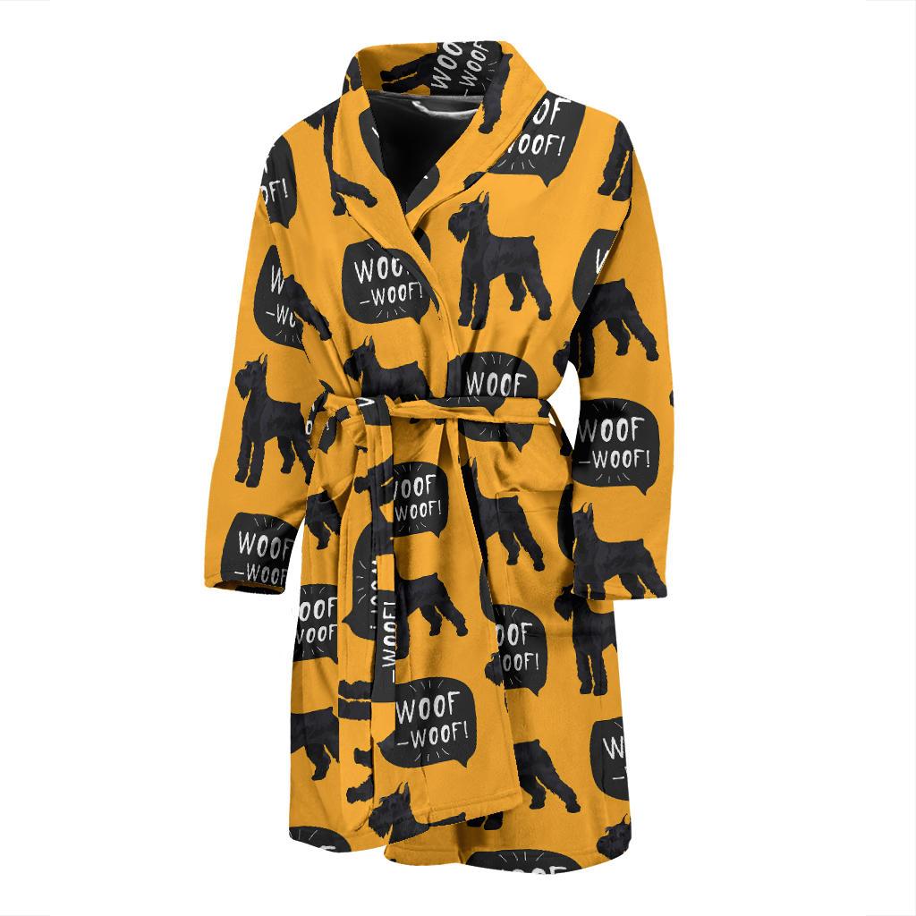 Woof Woof Schnauzer Dog Print Pattern Men Long Robe-grizzshop