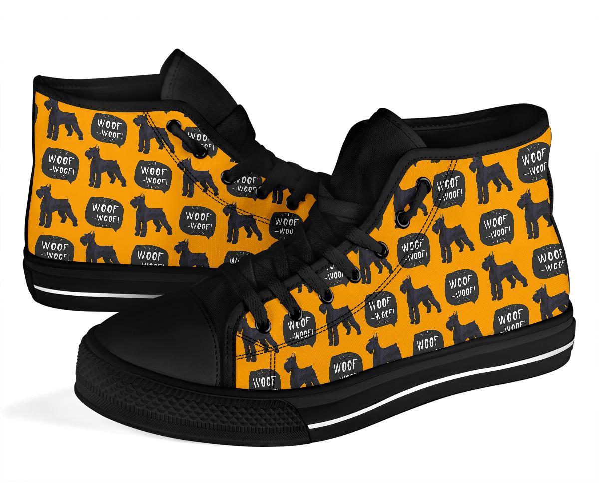 Woof Woof Schnauzer Dog Print Pattern Men Women's High Top Shoes-grizzshop