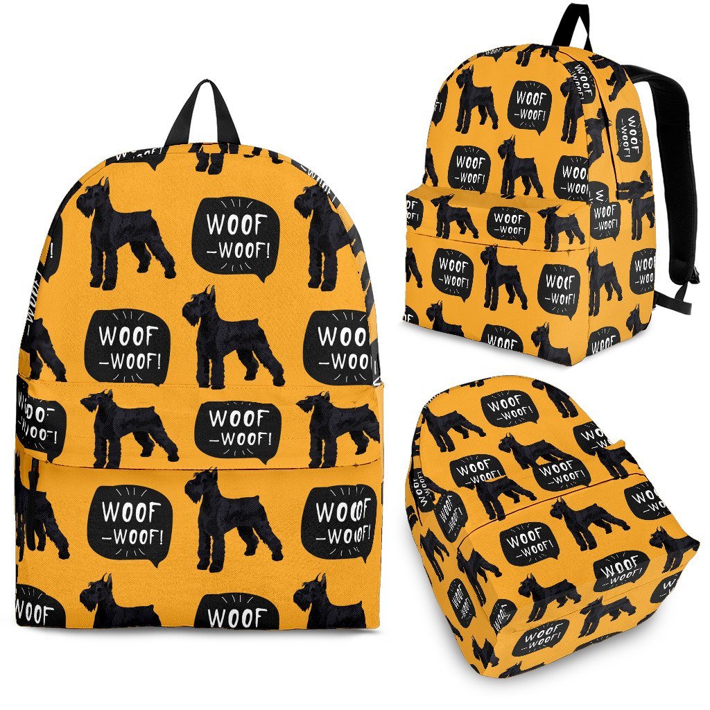 Woof Woof Schnauzer Dog Print Pattern Premium Backpack-grizzshop
