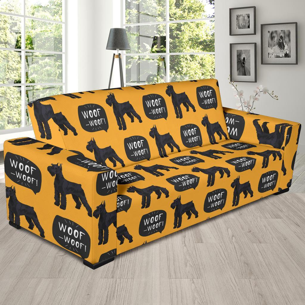 Woof Woof Schnauzer Dog Print Pattern Sofa Covers-grizzshop