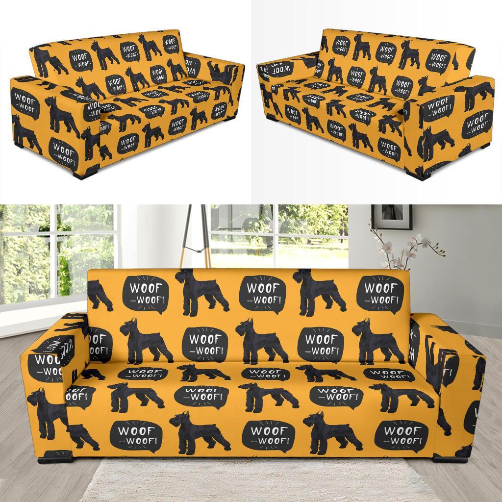 Woof Woof Schnauzer Dog Print Pattern Sofa Covers-grizzshop