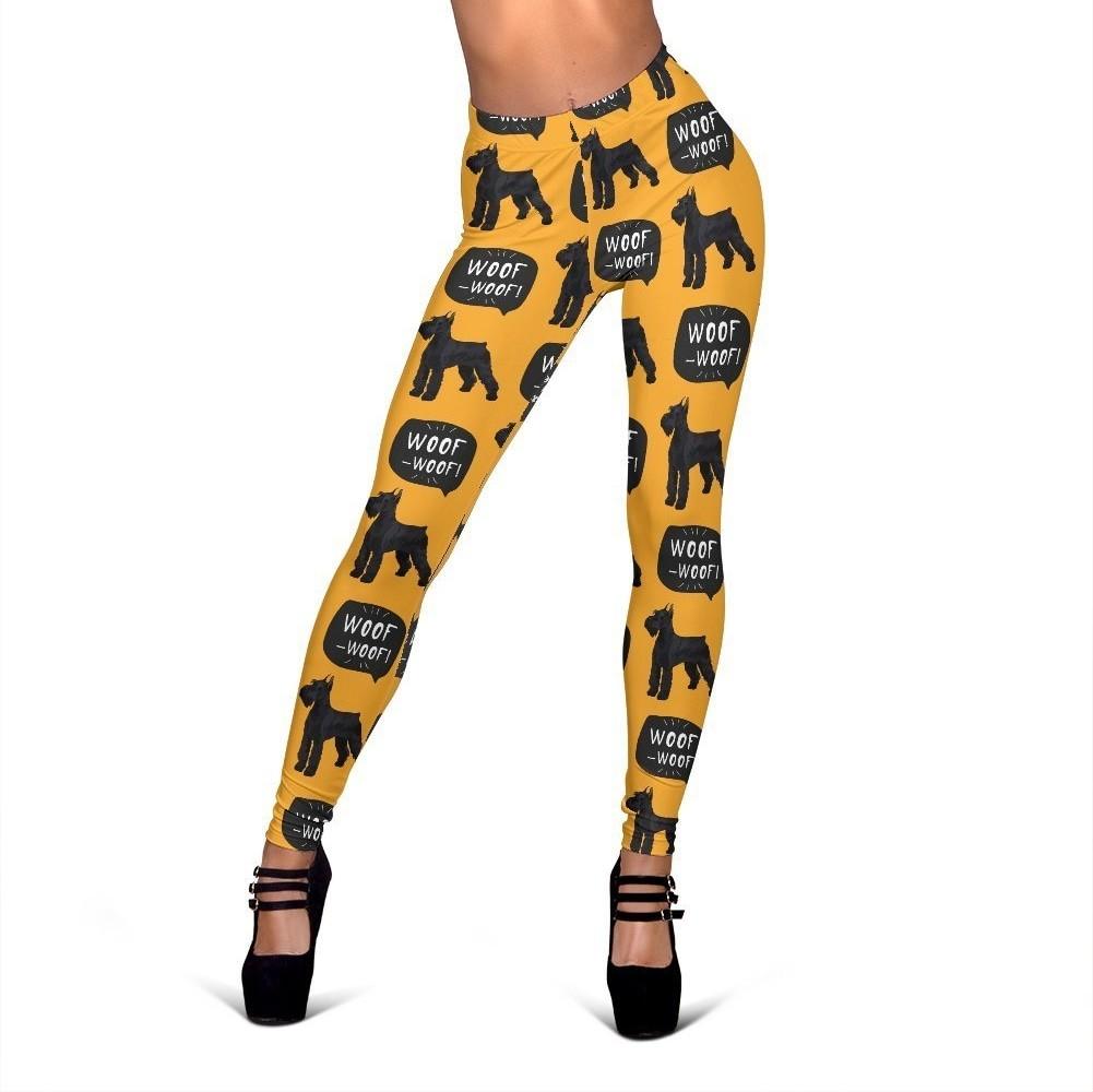 Woof Woof Schnauzer Dog Print Pattern Women Leggings-grizzshop