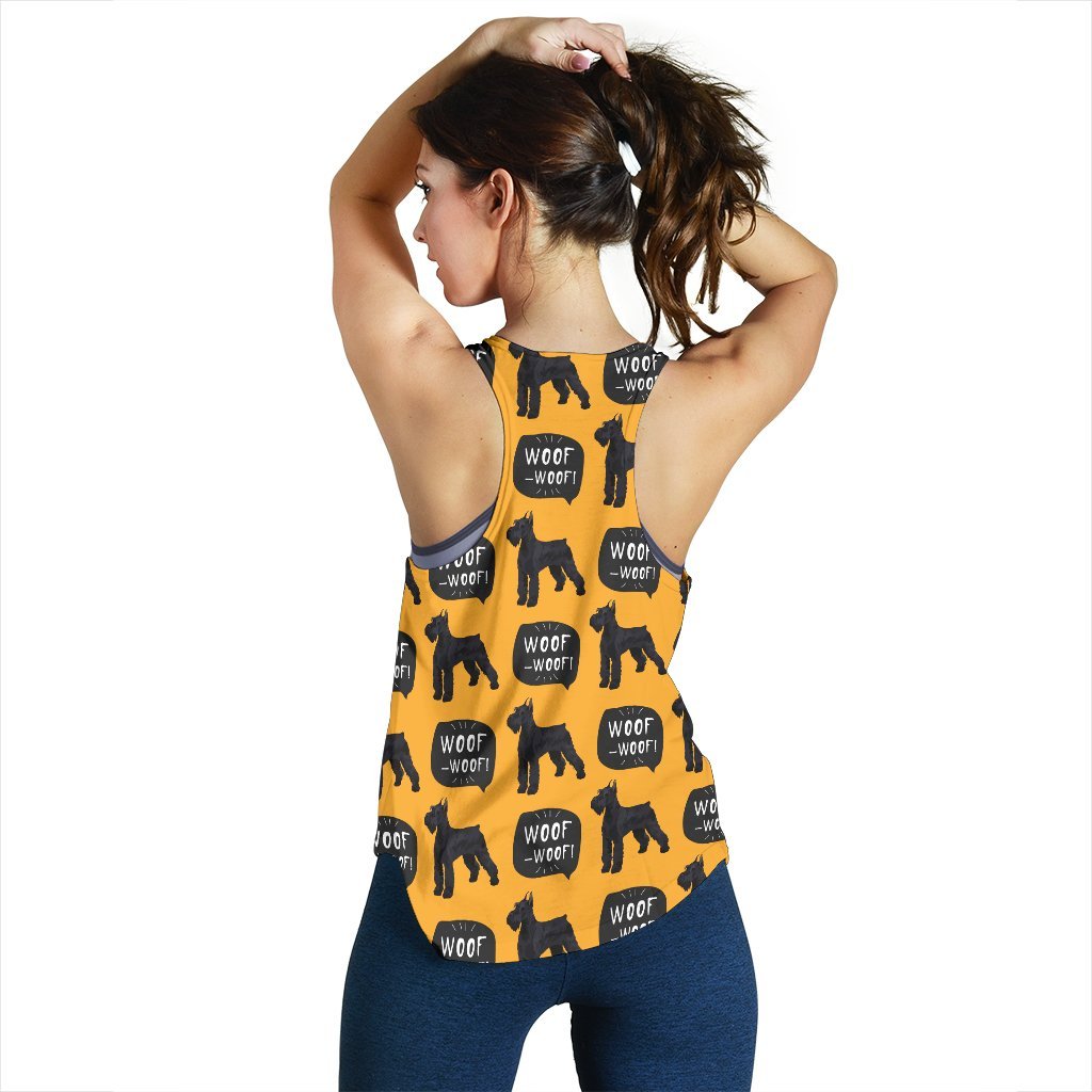 Woof Woof Schnauzer Dog Print Pattern Women's Racerback Tank Tops-grizzshop