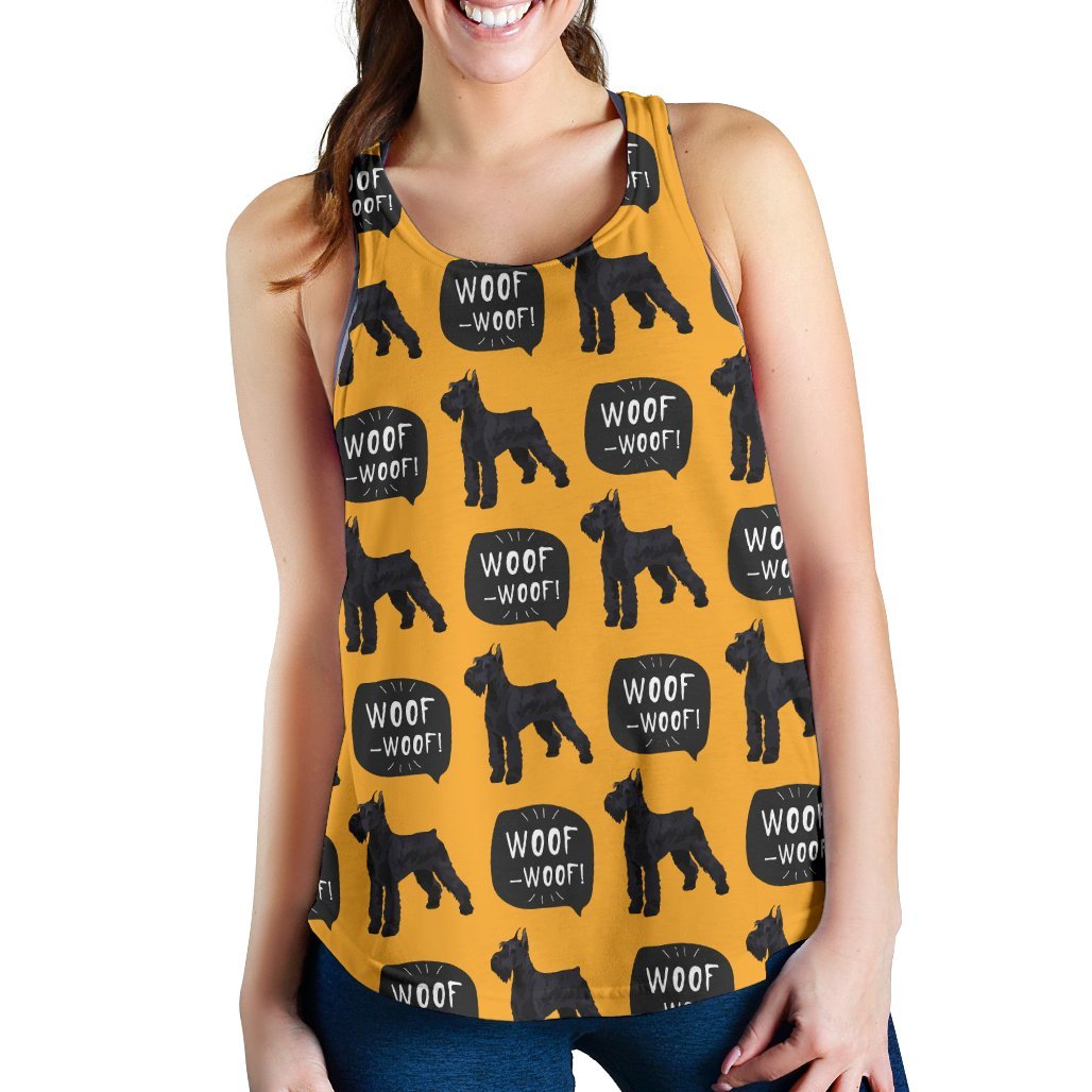 Woof Woof Schnauzer Dog Print Pattern Women's Racerback Tank Tops-grizzshop