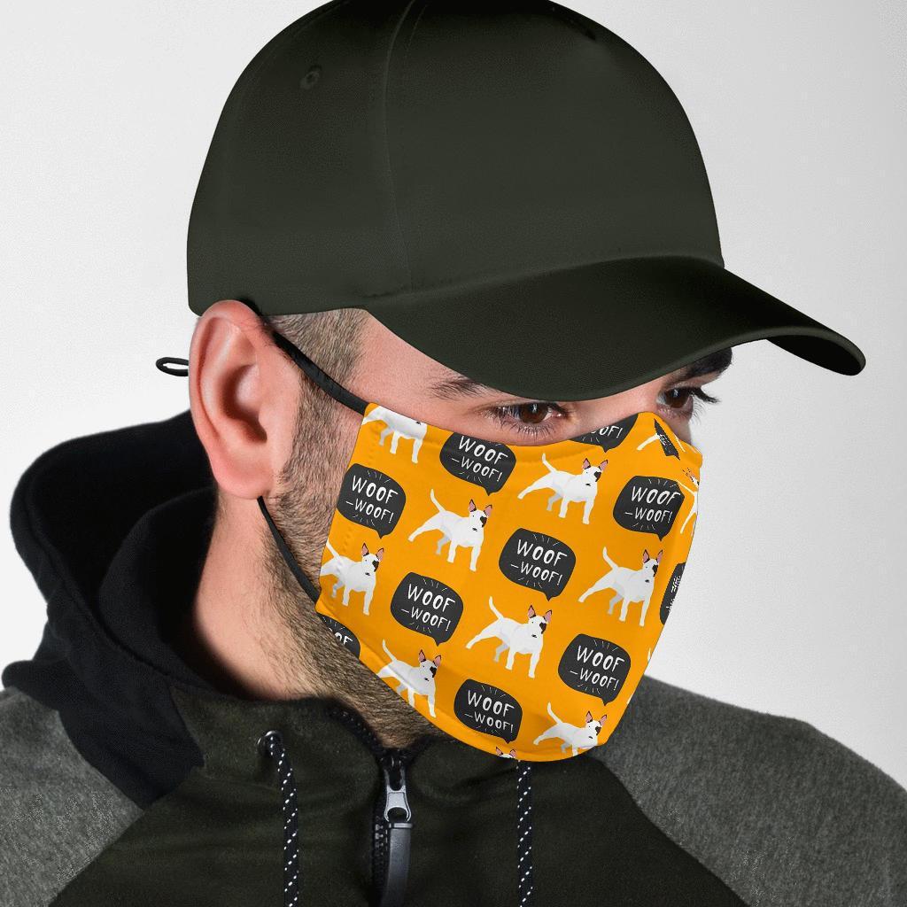 Woof Woof Bull Terrier Pattern Print Face Mask-grizzshop