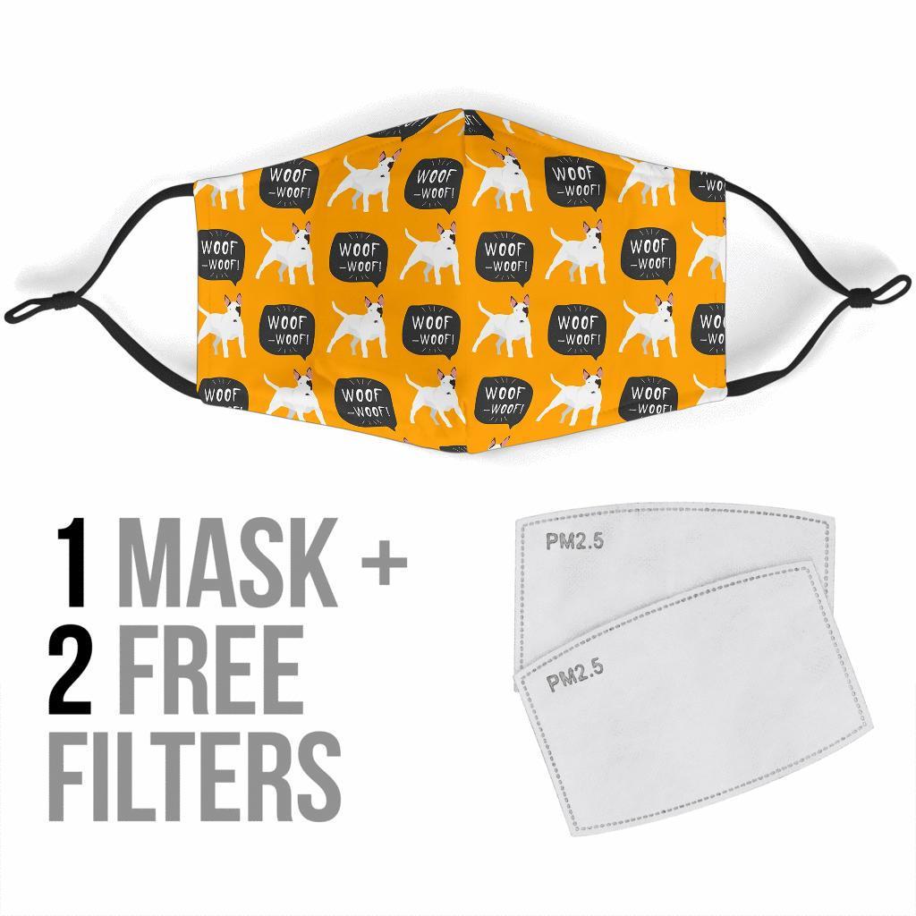 Woof Woof Bull Terrier Pattern Print Face Mask-grizzshop