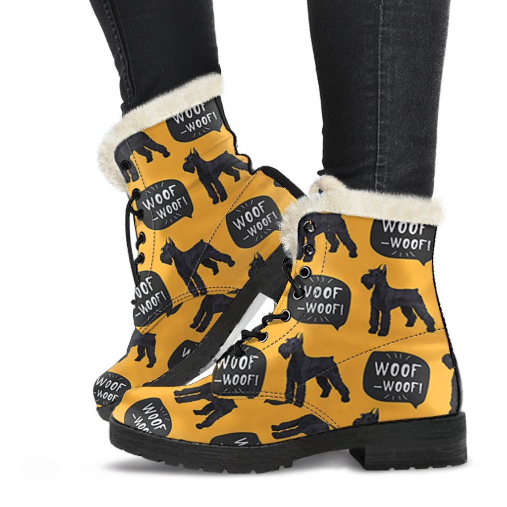 Woof Woof Schnauzer Dog Print Pattern Comfy Winter Boots-grizzshop