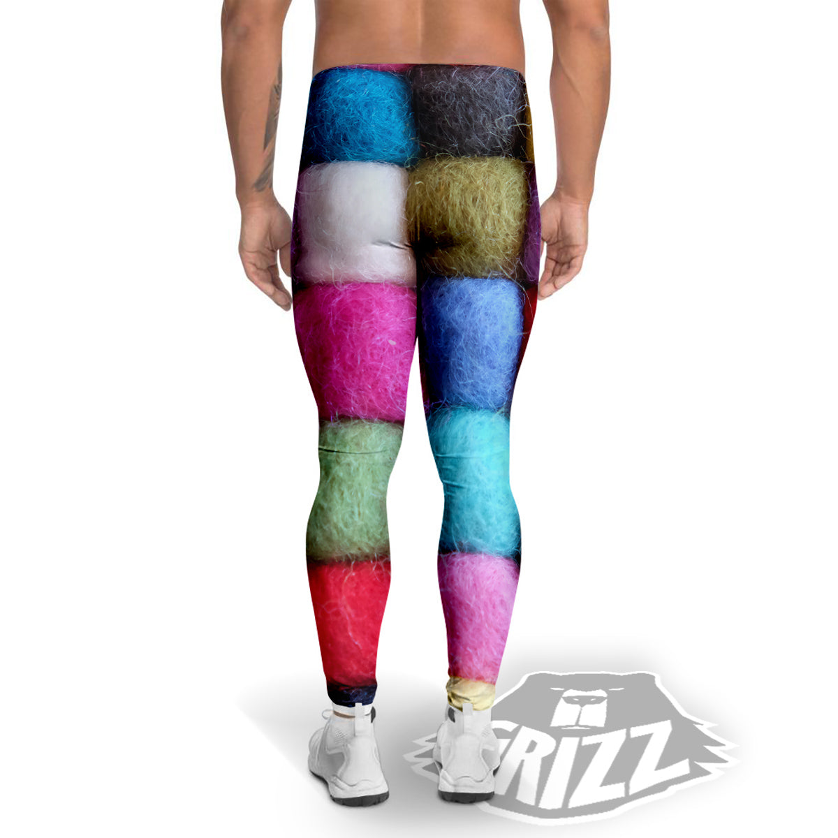 Wool Yarns Colorful Print Men's Leggings-grizzshop