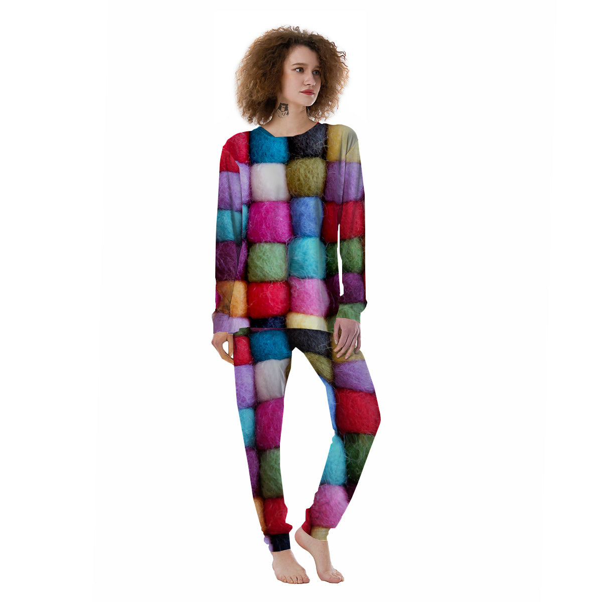 Wool Yarns Colorful Print Women's Pajamas-grizzshop
