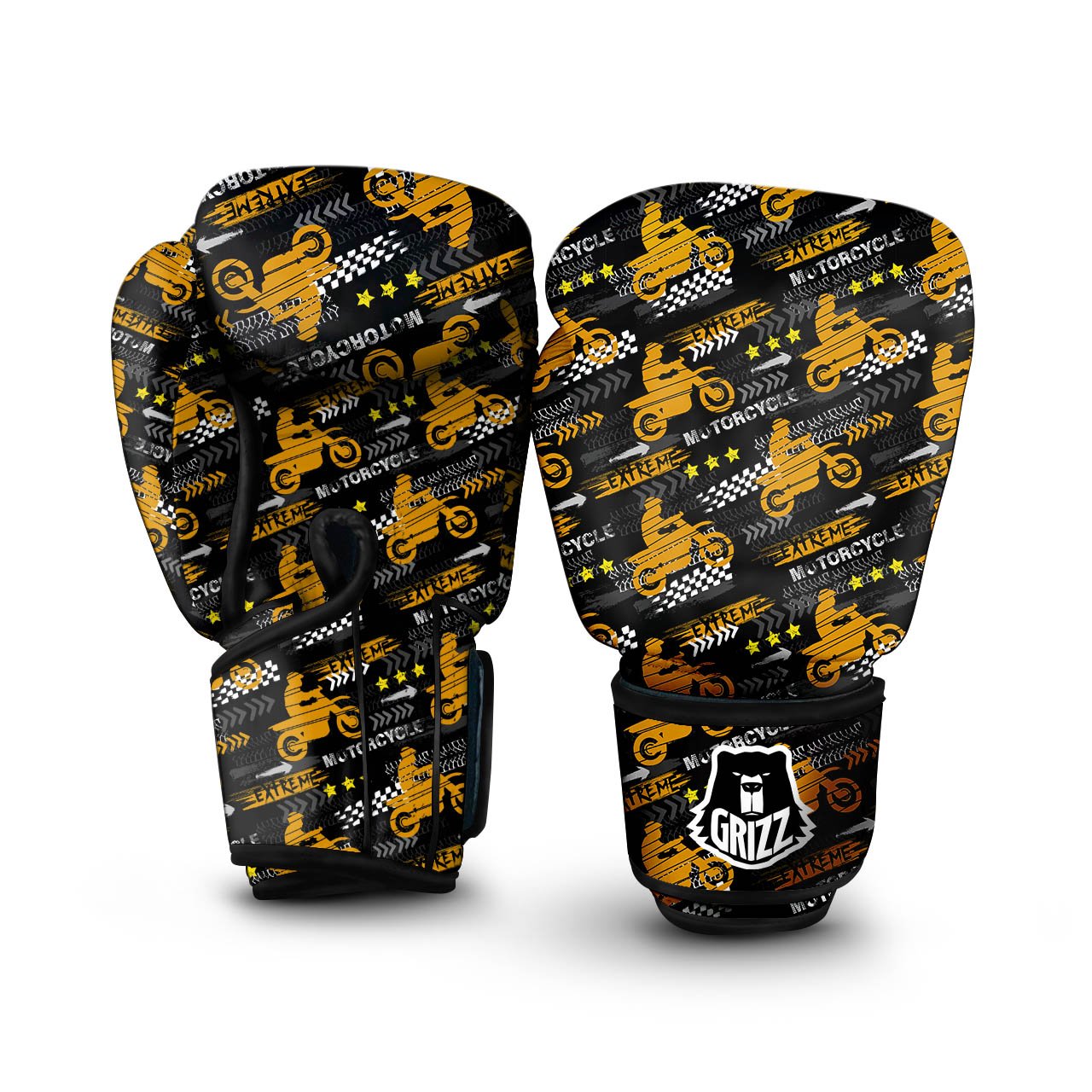 Words Motorcycle Print Pattern Boxing Gloves-grizzshop