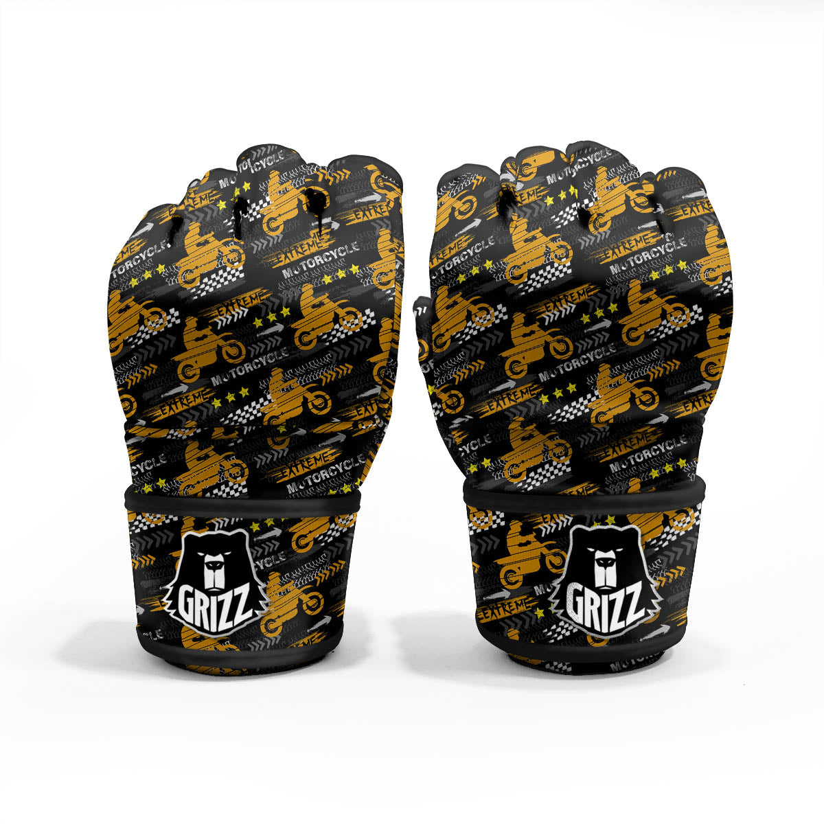 Words Motorcycle Print Pattern MMA Gloves-grizzshop