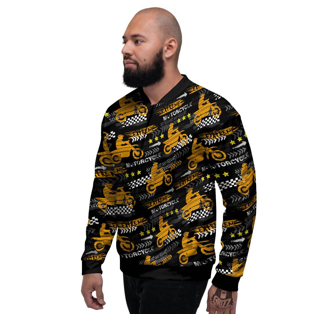 Words Motorcycle Print Pattern Men's Bomber Jacket-grizzshop