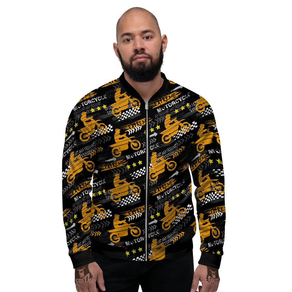 Words Motorcycle Print Pattern Men's Bomber Jacket-grizzshop