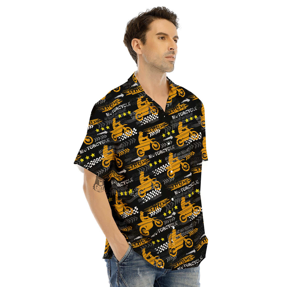 Words Motorcycle Print Pattern Men's Hawaiian Shirt-grizzshop