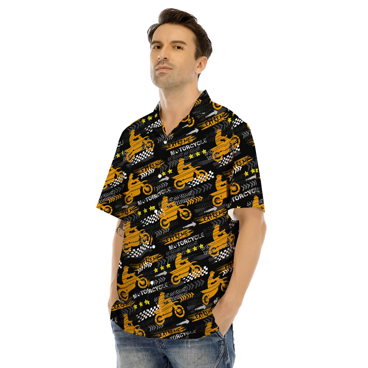 Words Motorcycle Print Pattern Men's Hawaiian Shirt-grizzshop