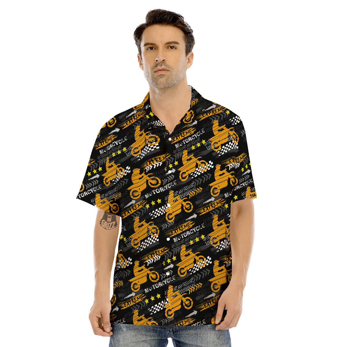 Words Motorcycle Print Pattern Men's Hawaiian Shirt-grizzshop