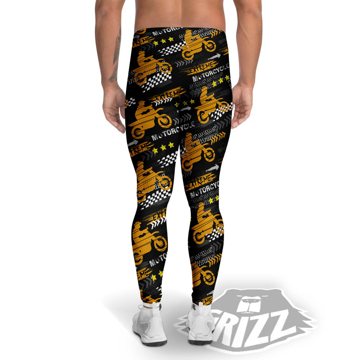 Words Motorcycle Print Pattern Men's Leggings-grizzshop