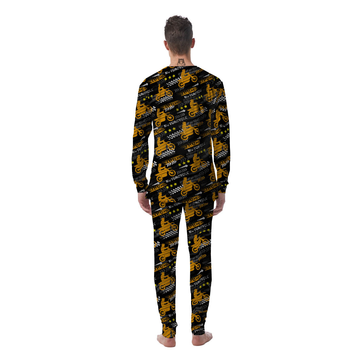 Words Motorcycle Print Pattern Men's Pajamas-grizzshop